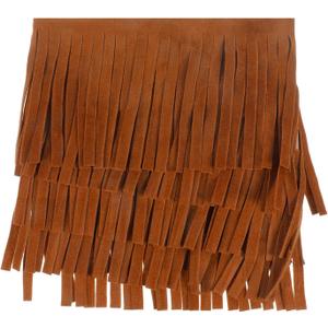 3 Inch Wide Fringe Trim - 5 Yards Double Sided Brown Faux Leather Tassel Edging for Bohemian Purse, Western Wear, Jacket Trim | DIY Sewing Supplies for Crafts, Costumes, Home Decor