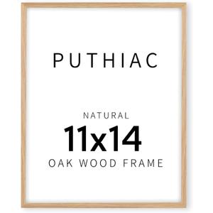 puthiac 11x14 Oak Wood Picture Frame - Minimalist 11x14 Poster Frame, 11"x14" Frame Wood, Natural Solid Wooden Picture Frames for Wall Art Photo and Prints(1 Pack, Beige)