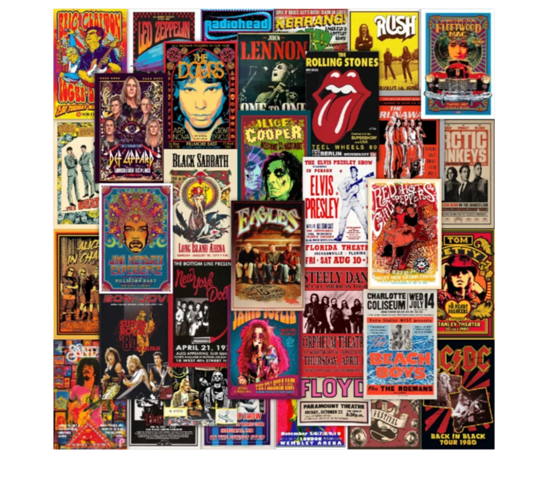 56PCS Vintage Rock Band Posters Set – Retro 70s 80s 90s Music Wall Art Prints, Classic Rock & Metal Concert Album Cover Collage for Bedroom, Living Room, Man Cave, Teen Room Decor (4x6 Inch)