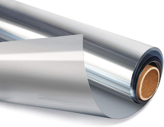 One Way Window Film Daytime Privacy Sun Blocking Reflective Window Film for Home, Office, Silver Mirror 35.4 Inch x 16.4Feet Reflective Mirror Tint