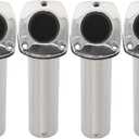 NovelBee 4pcs Fishing Rod Holders for Boat,Heavy Duty 316 Stainless Steel Marine Rod Holders Flush Mount 30 Degree with Liner,Gasket (Without Cap)