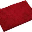 Non-Slip Bath Rug,Extra Soft Microfiber Bedroom Shag Carpet with Anti-Slip Backing,Water/Dust Absorbent Fast Dry Shower Mat,Sound Insulated Stairs Pad,Machine Washable (Red,12 x 19 Inches)
