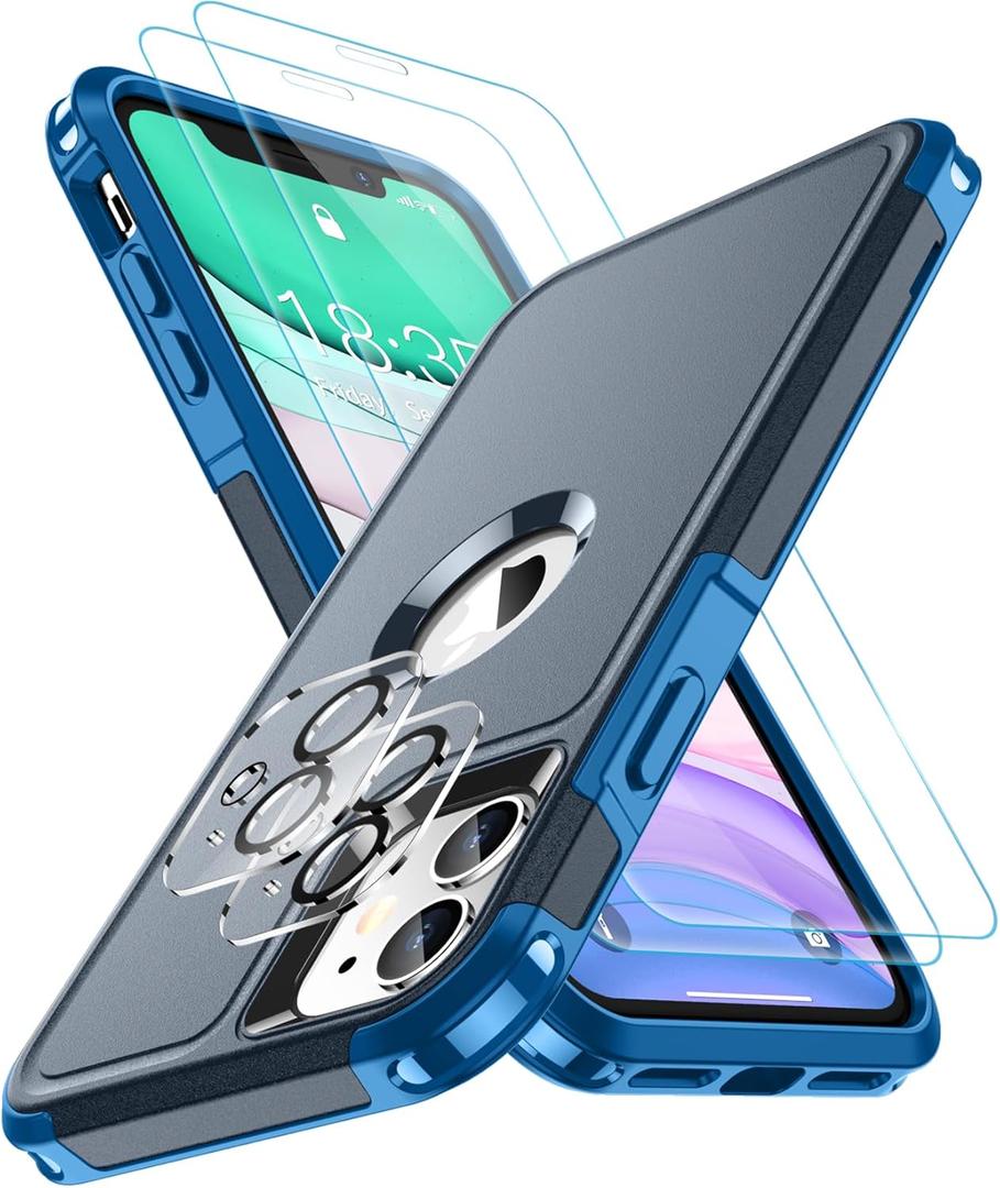 2 x SPIDERCASE Shockproof for iPhone 11 Case,[10 FT Military Grade Drop Protection] Heavy Duty Full-Body Protective Phone Case,Dark Blue
