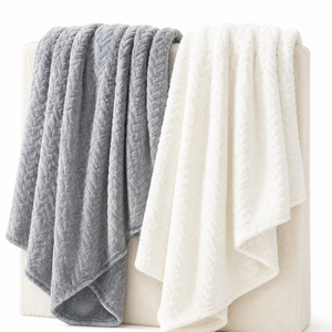 SnowStorm Luxe® Blankets 100% Polyester White and Grey, 30x22"