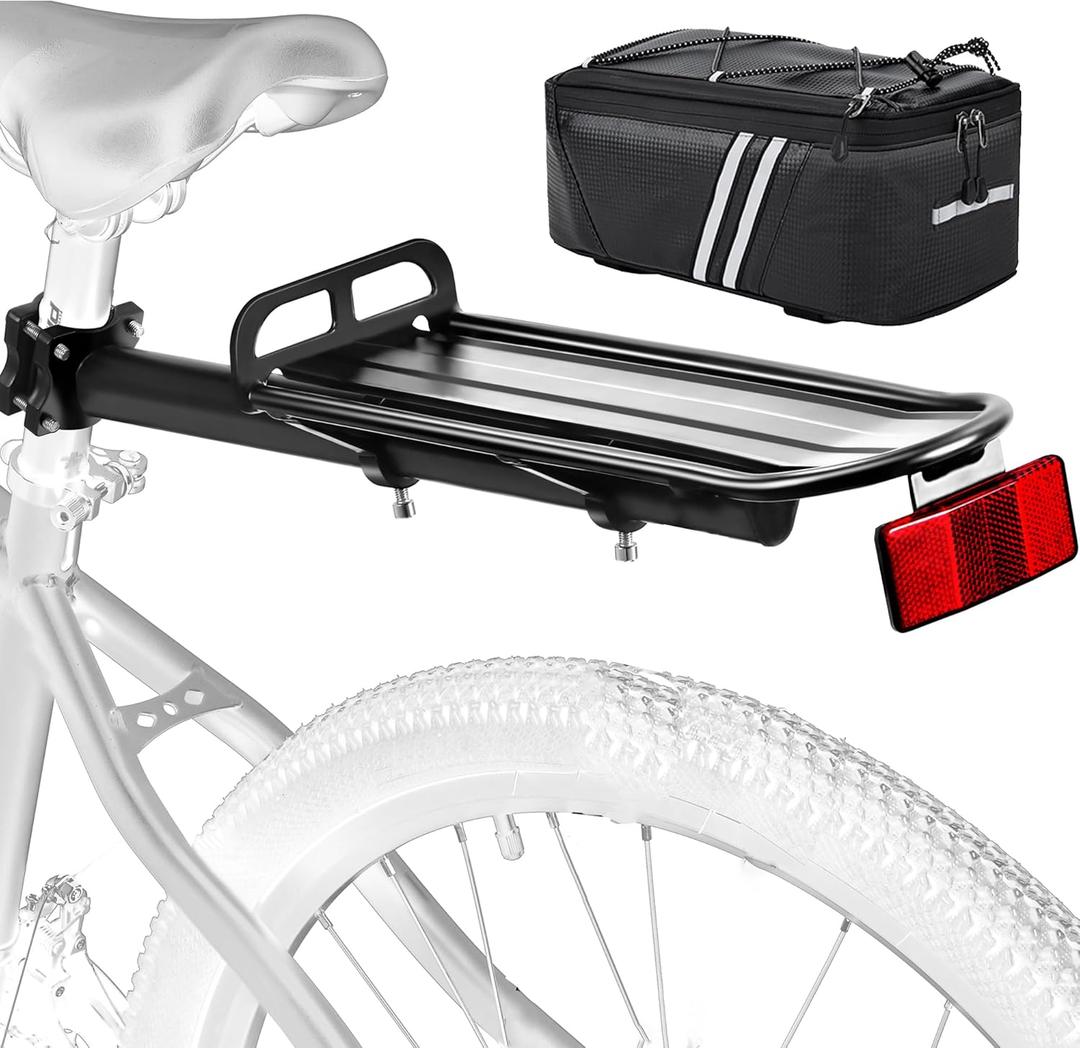 Rear Bike Rack,Bike Cargo Rack,Aluminum Alloy,Large Size Reflective,Retractable,Universal