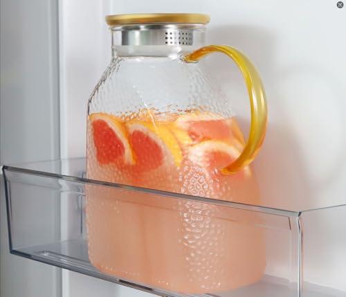 WARMSIMPLE Glass Pitcher With Lid, 2 Liters Glass Pitchers With Handle And Lid, 68 oz Water Pitcher For Fridge, Tea Jug Carafe Jar For Hot/Cold Water Iced Juice Coffee Milk Fruit