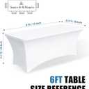6FT White Table Cloth - 4 Pack Fitted Stretch Rectangle Spandex Tablecloth, Washable Table Cover for Party, Picnic, Wedding, Banquet, Birthday and Festival(30" x 72")