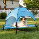 S/M/L Outdoor Elevated Dog Cot with Canopy & Side Shade for Camping  (Carry Bag), Portable Cooling Raised Dog Bed Medium