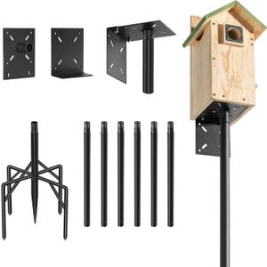 108 Inch Heavy Duty Birdhouse Pole for Outdoors with 5-Prong Base, Rust-Proof Metal Bird Feeder Stand, Adjustable Smart Bird Feeders Post, Weather Station Mounting Kit Outdoor Garden Decor Pole