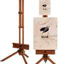DJAR Tripod Easel for Painting, Foldable Beech Wood Artist Easel Stand, Holds 1 or 2 Canvases up to 75", Portable Floor Easel for Adults, Drawing, Landscape Painting, Display, Wedding Sign, Walnut