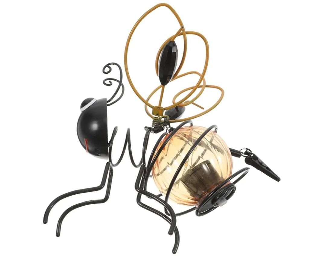 Holibanna Outdoor Solar Bee Shape Pendant Light Handpainted Iron Hanging Decoration for Garden Patio Nature