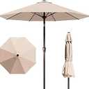 9FT Patio Umbrella with Fiberglass Ribs, Outdoor Market Table Umbrella with Crank and Tilt, UV Resistant Waterproof Canopy for Patio, Garden, Deck, Pool, Beige