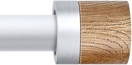 Silver Curtain Rods for Windows 32 to 45 Inches(2.6-3.75ft),1 inch Adjustable Window Curtain Rods with Imitation Wood Grain Finials,Heavy Duty Decorative Drapery Rod for Bedroom,Kitchen and patio