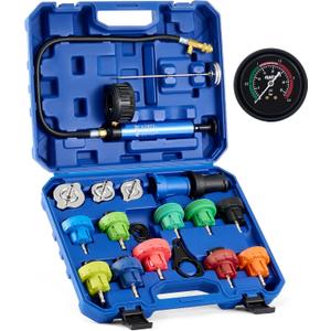 Orion Motor Tech Coolant Pressure Tester Kit, 19pc Radiator Pressure Tester Kit with 15 Radiator Adapters & Wrench, Cooling System Pressure Tester Kit with Vacuum Pump & Probe Thermometer
