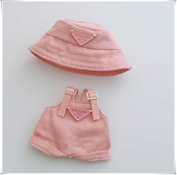 17cm Clothes Set(NO Doll), Hat & Overalls Set for 17cm Accessories Suit,Cute Stylish Clothing Suit for Doll Dress up (Pink)Pack of 5