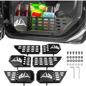 Metal Front & Rear Door Storage Box Pockets for 2018-2025 Jeep Wrangler JL JLU 4XE/2020-2025 Gladiator JT, Door Insert Molle Panels Organizer for JL JLU 4XE JT 4 Door Interior Accessories 4PCS