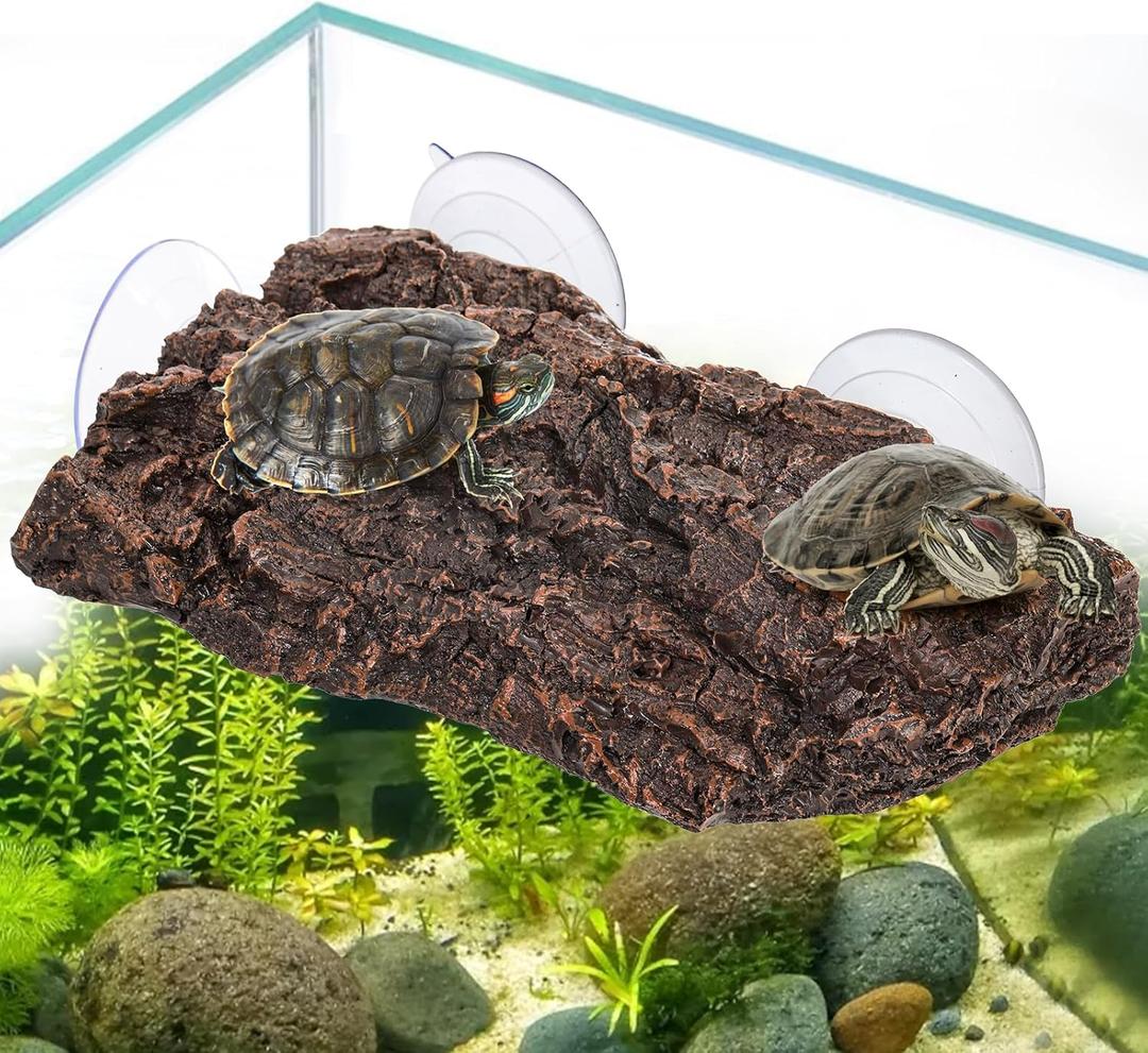 Senfun Turtle Basking Platform, Fish Tank Aquarium Tortoise Climbing Platform with 3 Suction Cups, Baby Tortoise Resting Terrace, Climbing Ramp Shale Reptiles Dock for Terrapins, Frogs
