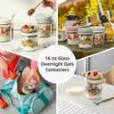 4 Pack Overnight Oats Containers with Lids and Spoons, 16 oz Glass Mason Jars with Airtight Lids, Overnight Oats Jars for Milk, Cereal, Fruit