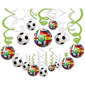 30CT Soccer Hanging Swirl for Soccer Party Supplies Theme Birthday Party Decorations