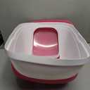 Petmate Basic Hooded Cat Litter Pan, Large, Pink and White, Made in USA