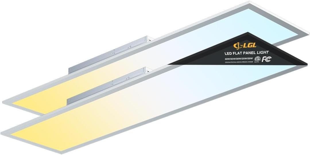 1x4 LED Flat Panel Light, Drop Ceiling Lights Fixture, Selectable Features, 20W/25W/30W/35W/40W, 3000K/3500K/4000K/5000K/6500K, Dimmable (0-10V), for Office Kitchen, ETL Listed (1x4FT-2Pack)