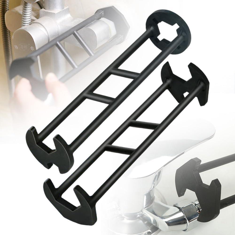 2Pcs Multifunctional Sink Wrench Faucet Too,7-in-1 Basin Faucet Wrench Set with FourJaw Hex&7 Size,Installation Plumbing Tool for Tight Spaces Under Sink,Plumbing Wrench for Kitchen&Bathroom Home