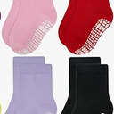 RATIVE 4 Pack Anti Slip Ankle Socks with Grips for Baby Toddler Kids Boys Girls, Size 1-3T