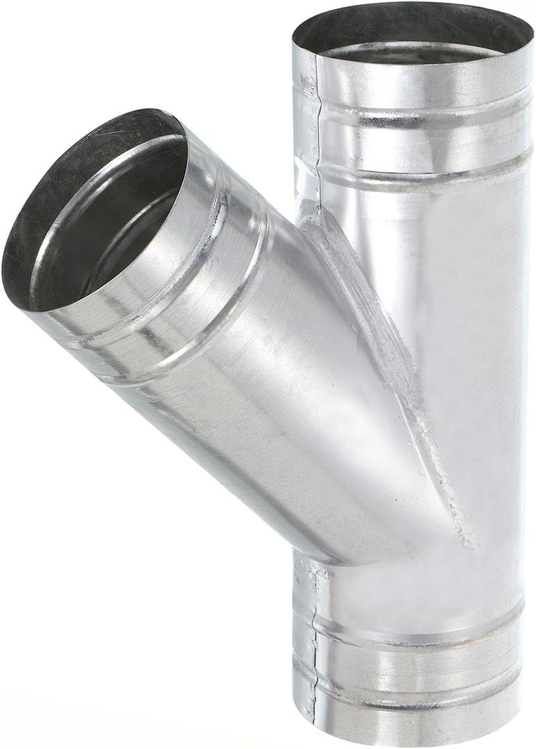Wye Shape 4"x4"x4" Duct Splitter, 3 Way Duct Hose Connector, 90° Degree Dust Fitting Adapter, Galvanized Steel Branch for Exhaust Fan, Dryer Vent Hose, Industrial HVAC Ventilation