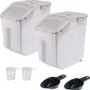 50 lb Flour Container,2 Pack Airtight Rice Storage Bin(Gray)