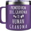 Gossby 14oz Grandma Cup Tumbler - Promoted from Dog Grandma - Mother Day, Christmas, Birthday Gift for New Grandmother - Grandmother Baby Announcement Gift