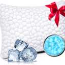 SUPA MODERN Cooling Bed Pillows for Sleeping 1 Pack Shredded Memory Foam Pillows Adjustable Cool Pillow for Side Back Stomach Sleepers Luxury Gel Pillows Standard Size, for Women Men (Original White (Cooling))