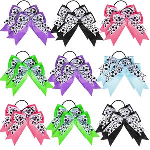 WILLBOND 20 Pieces Soccer Hair Bows Elastic Soccer Ball Hair Tie Accessories Sports Hair Band for Women Player Football Party(Multicolor)