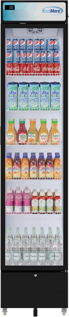 KoolMore 17 in. Slim Commercial Merchandiser Display Refrigerator 7 Cu. Ft. in Black, ETL Listed (KM-MDR-17S)