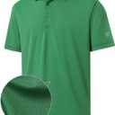M MAELREG Golf Shirts for Men Dry fit Sports Jacquard Lightweight Performance Texture Short Sleeve Collared Polo Shirts (Green, M)