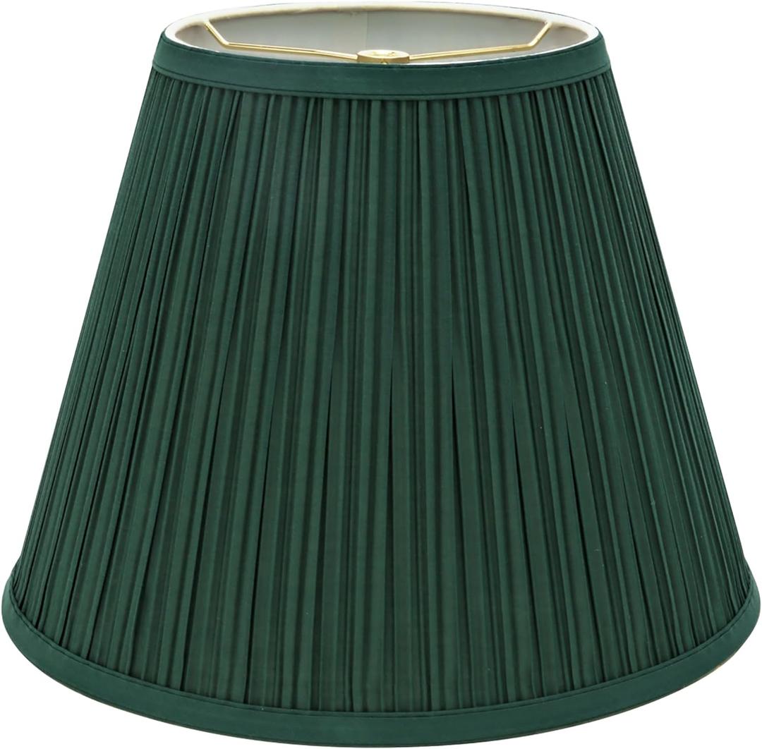 Aspen Creative 33053, Hardback Empire Transitional Spider Lamp Shade, Mushroom Pleated Dark Green, 7" Top x 13" Bottom x 10" Slant