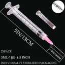 100 Pack 3ml 3cc Plastic Luer Lock Syringe with 18Gauge and Cap, Individually Sealed Wrapped, for Scientific Labs, Measuring Liquid, Refilling or Dispensing