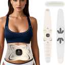 Abs Stimulator Abdominal, ab Belt Muscle Stimulator with Heat for Belly Fat Loss, Stomach Cellulite Melting, Postpartum Care Smooth & Firming, Lower Back Massager for Pain Relief Women Men Gifts (White)