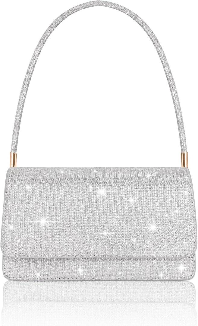 Evening Bag Clutch Purse for Women, Sparkling Envelope Handbag with 2 Compartments for Prom Cocktail Party