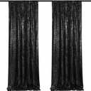 Black Backdrop Curtains for Parties 2 Panels 2ftx8ft Sequin Birthday Backdrop Seamless Photography Background Halloween Decoration