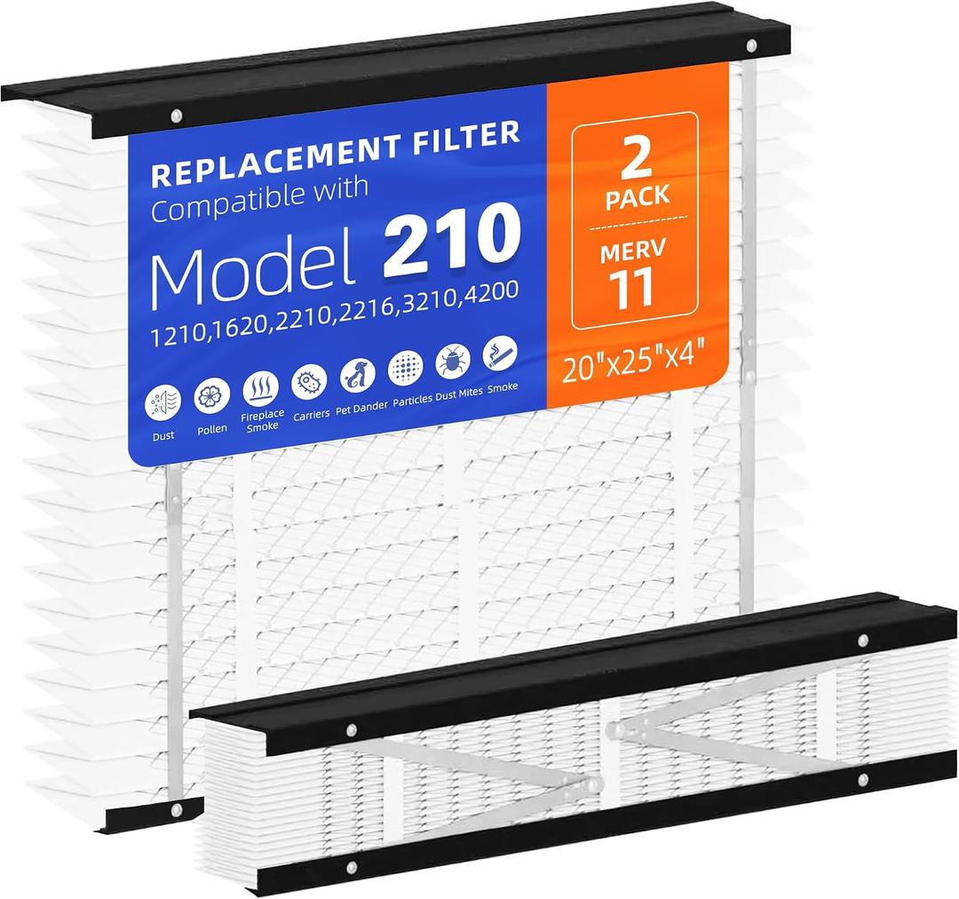 2 Pack 210 Replacement Filter,Compatible with AprilAire 210 Whole House Air Purifiers Models,1210,1620,2210,2216,3210,4200,MERV 11 HVAC Furnace Filter Replacement,20x25x4 Air Filter