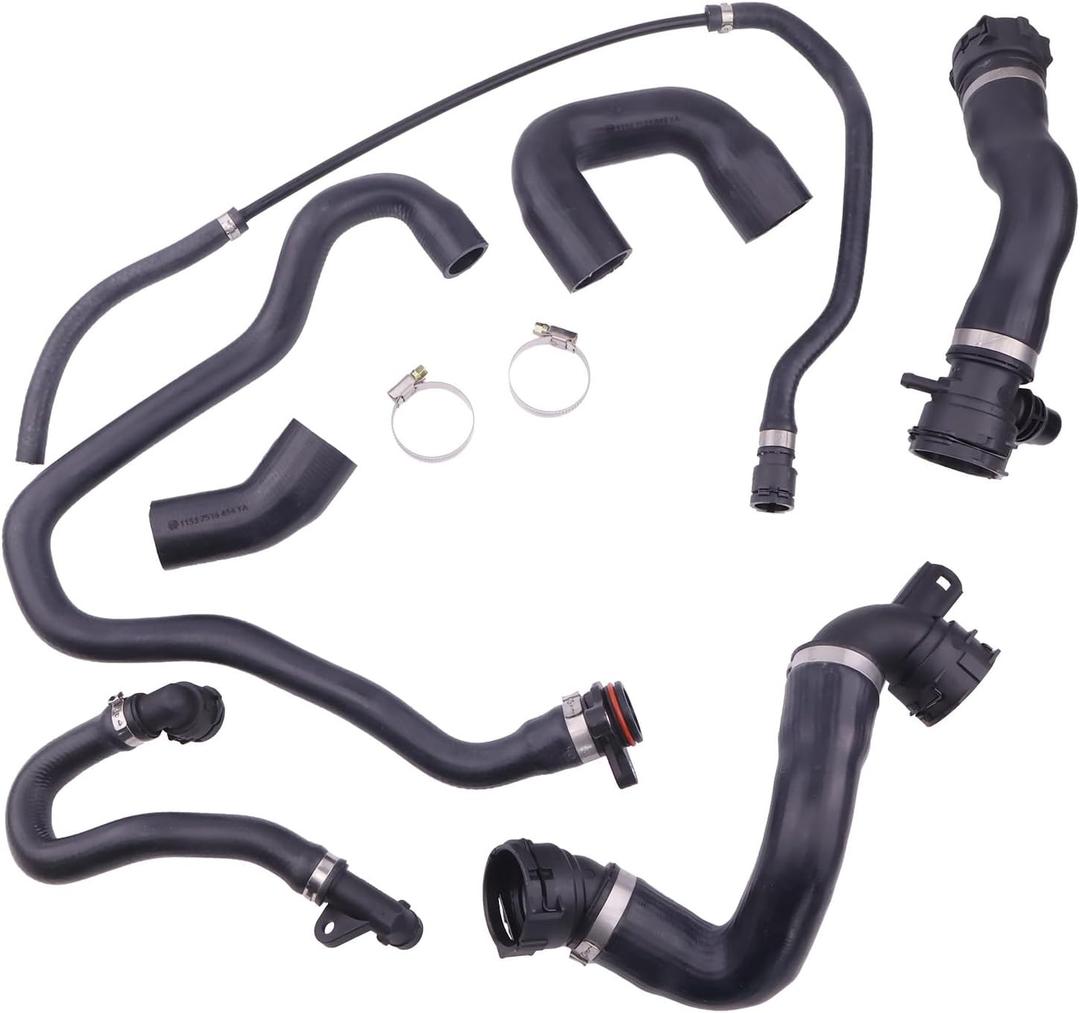 Radiator Coolant Water Hose Pipe Kit 7 Hoses Compatible with BMW E90 128i 328i 325xi 328i Convertible Coupe xDrive 328xi 330i 330xi N51 E90 2007-2011 11537516414 11537521049 17127531579