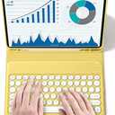 QIYIBOCASE for iPad Air 13 (M3 2025/M2 2024)/ iPad Pro 12.9 2022/2021/2020 Case with Keyboard, Round Keys Detachable Magnet Bluetooth Keyboard Case with Pencil Holder， (Yellow)