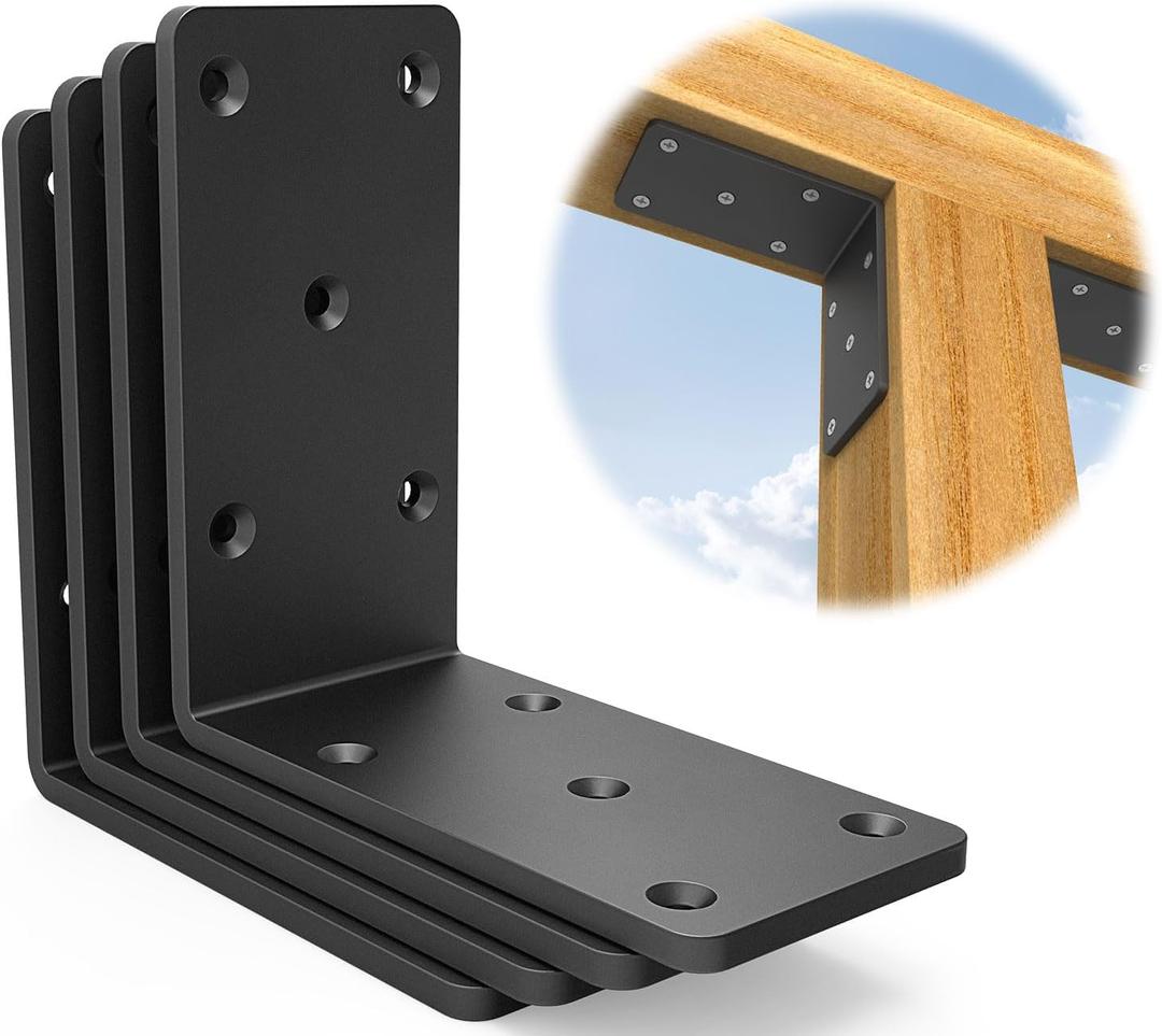 5x5 Heavy Duty Shelf BracketsL Brackets for Shelves Fence Pergola Brackets Angle Bracket for Post Wood90 Degree Corner BracketCorner Brace for Floating Shelf Countertop Support Brackets  (4 Pack)