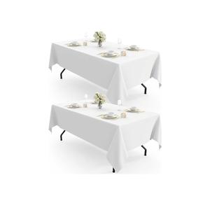 Pureegg Rectangle Table Cloth 60" x 102" – Durable Polyester Tablecloth Offers Reusable & Washable Protection, Ideal for Outdoor Party, Picnic, Wedding, Banquet and Birthday, 2 Pack, White