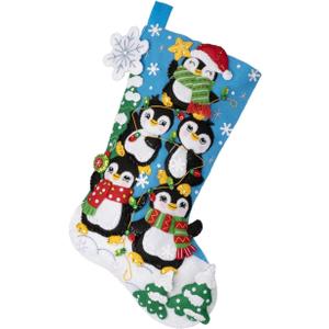 Bucilla, Penguin Tree Trimming, Felt Applique 18" Stocking Making Kit, Perfect for DIY Arts and Crafts, 89598E