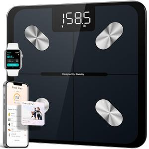 Etekcity Smart Scale for Body Weight, FSA&HSA Eligible, Bathroom Digital Weighing Scale with BMI, Body Fat, Muscle Mass, Accurate Bluetooth Home User Health Equipment Sync Apps (Black)