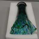 9.0" H Teal Glass Vases for Flowers, Hand Blow Glass Vase Teal Home Decor, Wide Mouth Green Flower Vase Centerpieces, for Bookshelf,Dinner Table,Indoor Office Desktop,Meeting Room,Bathroom,Countertop