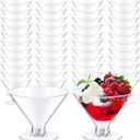 Yinkin 100 Pcs 5 oz Plastic Martini Glasses Disposable Clear Cocktail Dessert Parfait Glasses Unbreakable Mini Martini Cups for Wedding Party Bowl Wine Ice Cream (Stemless)