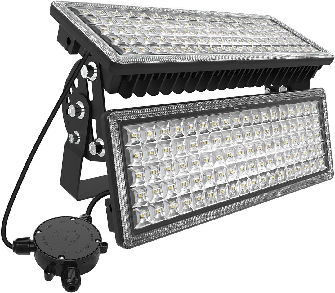 Kekeou 200W LED Flood Light Outdoor 28000LM Stadium Lights 6500K Daylight White Arena Lights Super Bright Field Light IP67 Waterproof Commercial Parking Lot Lighting for Basketball Backyard