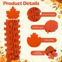 VWAERR Fall Wooden Blocks Stacking Game, 45 PCS Thanksgiving Maple Leaf Tumbling Tower and Balance Game, Stacking Board Toy with Storage Bag for Family & Party Fun Game Supplies